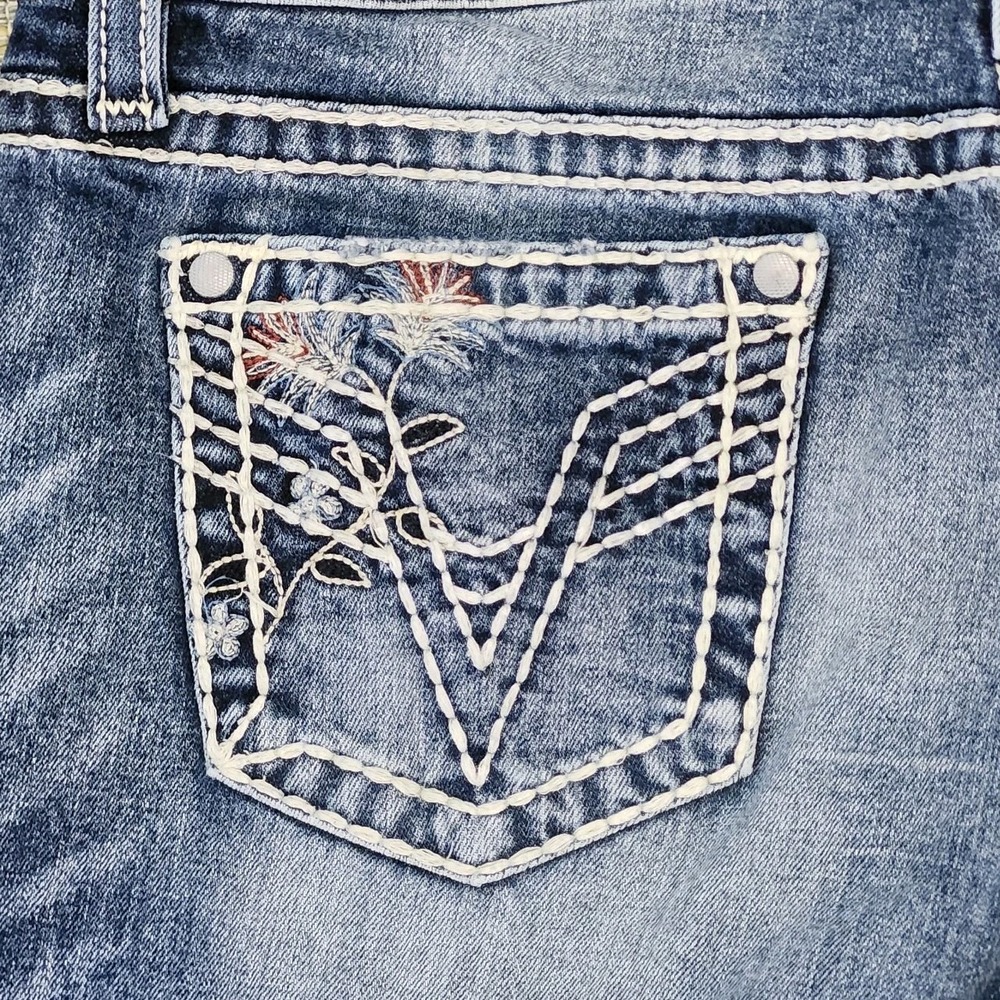 VIGOSS Chelsea Capri Jeans Sz 7/8 L25 Heritage Fit Distressed Embroidered - Picture 5 of 14